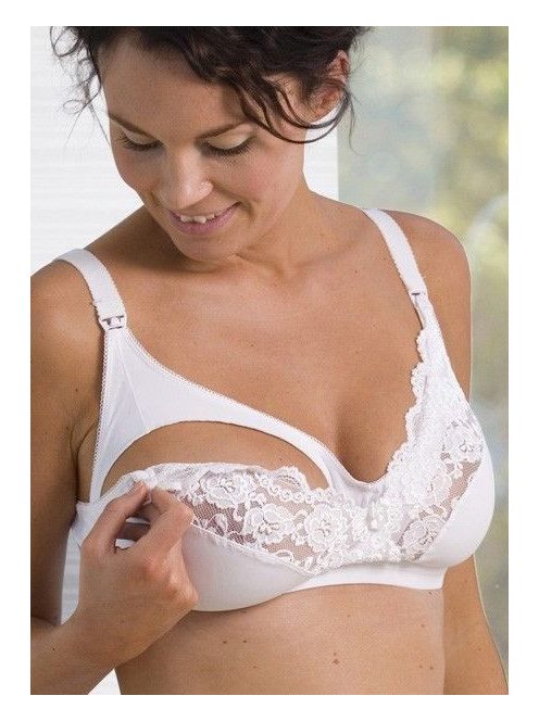 Carriwell Mikrofíber csipkés szoptatós melltartó V - fehér