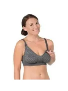 Carriwell Varrásnélküli gélmerevítős szoptatós melltartó XL- szürke pink pöttyös