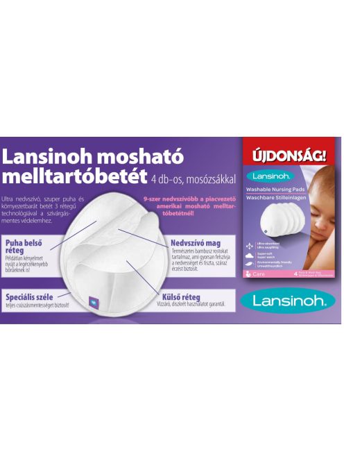 Lansinoh mosható melltartóbetét 4db, mosózsákkal