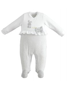   iDO Rugdalózó fehér-szürke nyuszis, masnis 12 - BOMBA ÁR!