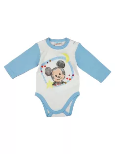 Asti Disney Mickey hosszú ujjú baba body fehér-kék 68