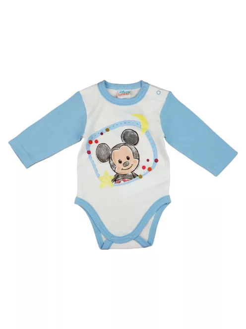 Asti Disney Mickey hosszú ujjú baba body fehér-kék 68