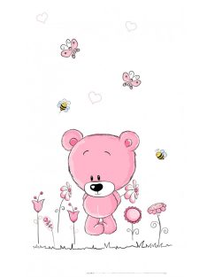   Best4Baby Pink maci virágokkal, fehér fényáteresztő, muszlin babafüggöny - BOMBA ÁR!