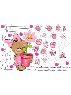   Best4Baby Maci lány pink virágos falmatrica - fehér - BOMBA ÁR!