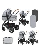 Lorelli Lora SET babakocsi mózessé alakítható sport résszel - Cool Grey Elephant