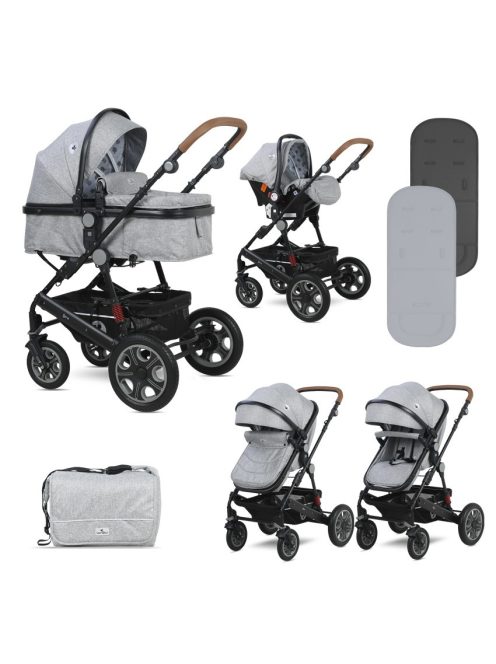 Lorelli Lora SET babakocsi mózessé alakítható sport résszel - Cool Grey Elephant