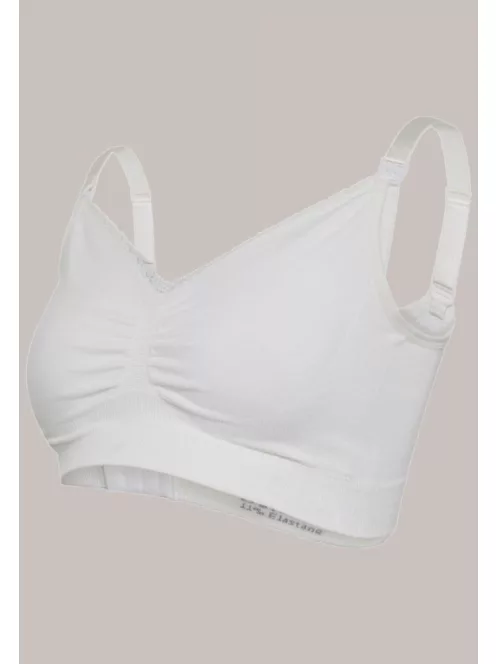 Carriwell Organikus pamut Varrásnélküli betétes szoptatós melltartó S - fehér