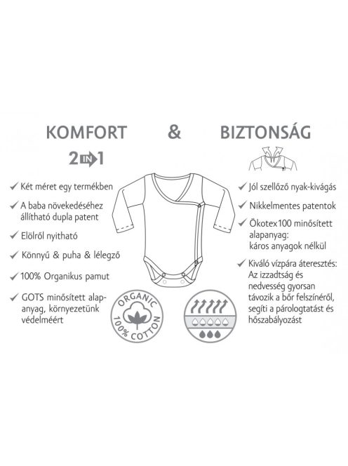 Kenguru Gold Kimonó csecsemő body mogyoró Róka 50-56