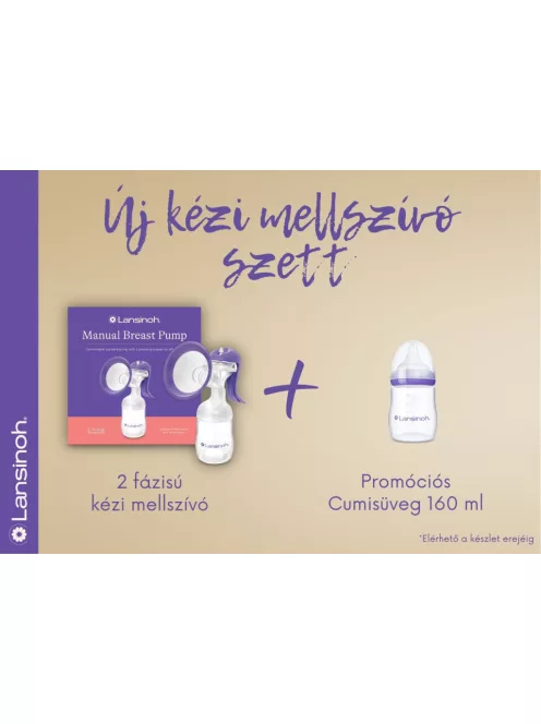 Lansinoh 2 fázisú kézi mellszívó +160 ml-es cumisüveg szett