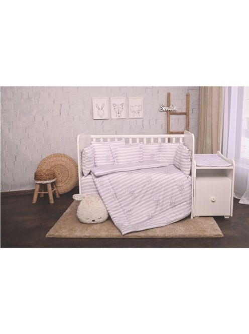 Lorelli ágynemű garnitúra Trend kombi ágyhoz - Grey Striped