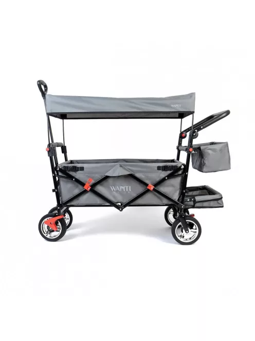 Wapiti Wagon 2 személyes strandkocsi kosárral és kihajtható lábtérrel - szürke