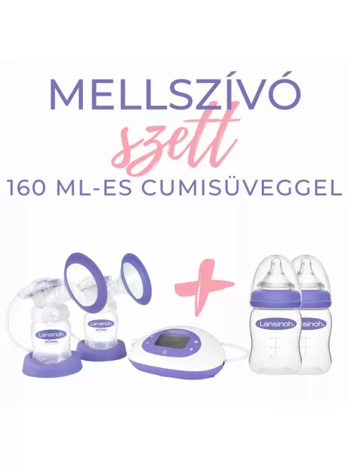 Lansinoh 2 az 1-ben elektromos dupla mellszívó + 2db 160ml cumisüveg szett