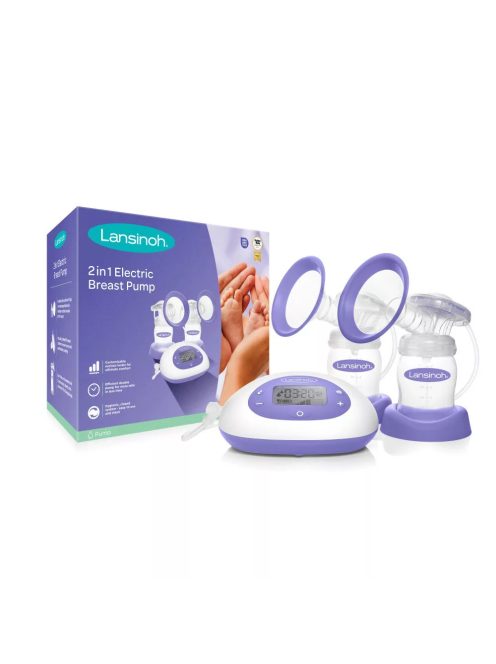 Lansinoh 2 az 1-ben elektromos dupla mellszívó + 2db 160ml cumisüveg szett