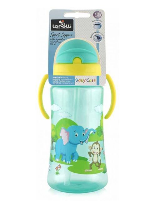 Baby Care Szafari szívószálas sportitató 330 ml - green