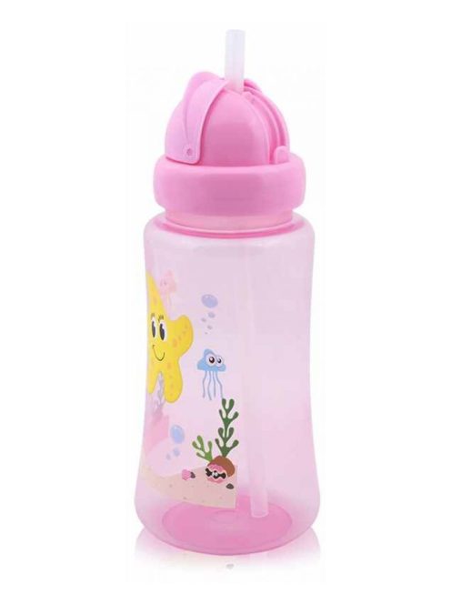 Baby Care Ocean szívószálas sportitató 330 ml - pink