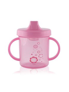 Baby Care itatópohár fogantyúval 210ml alacsony - pink