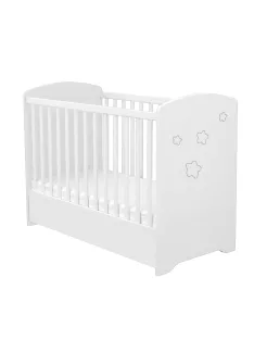   Timba Félix 60x120-as Zárt végű kiságy ágyneműtartóval - Fehér Csillagos
