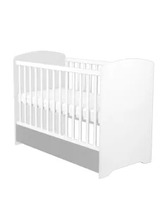   Timba Erik 60x120-as Zárt végű kiságy ágyneműtartóval - Ezüst-Fehér
