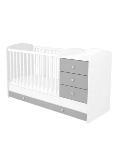   Timba Erik 3 Fiókos Kombinált kiságy (60x120-as) - Ezüst-Fehér