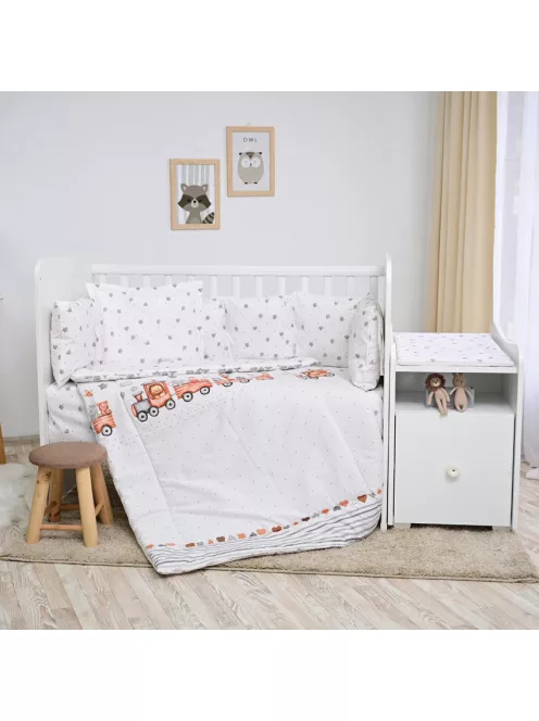 Lorelli ágynemű garnitúra Trend kombi ágyhoz - Train Grey
