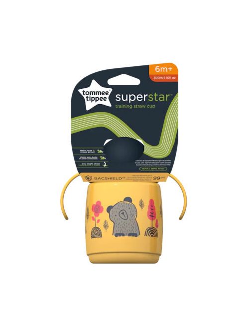 Tommee Tippee Superstar training straw szívószálas pohár sárga 300ml