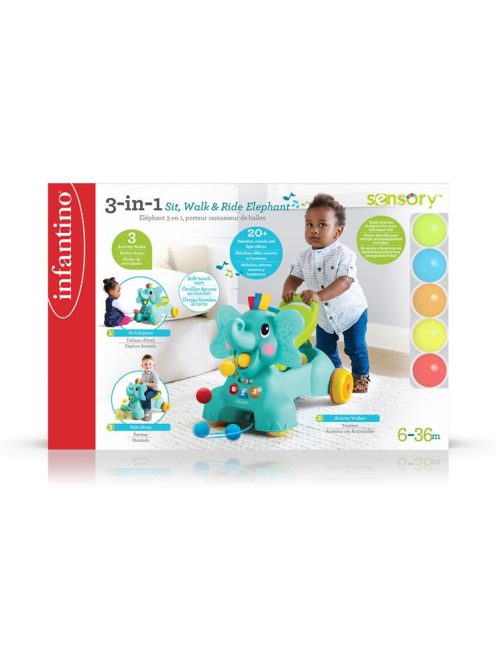 Infantino Sit, Walk & Ride Elephant 3az1-ben járássegítő