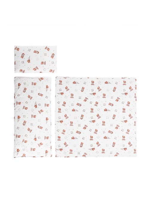 Lorelli 3 részes nyári ágynemű garnitúra babakocsiba - Bears & Pillows beige