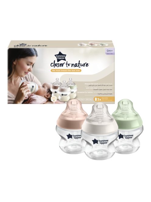 Tommee Tippee Closer to Nature cumisüveg 3 x 150 ml, pasztell