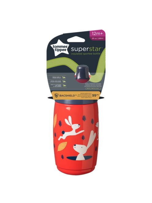 Tommee Tippee Superstar insulatated sportee sportkupakos hőtartó pohár, piros, 266 ml