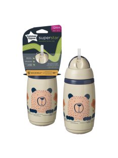   Tommee Tippee Superstar insulated straw szívószálas hőtartó pohár, drapp, 266ml