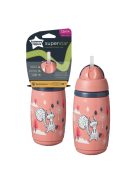 Tommee Tippee Superstar insulated straw szívószálas hőtartó pohár, rózsaszín, 266 ml