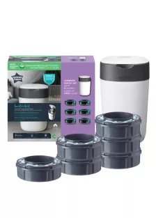   Tommee Tippee Twist & Click ajándék pelenkacsomagoló vödör + utántöltő citrus 6db
