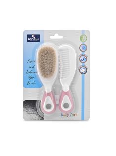   Baby Care Fésű és hajkefe természetes sörtékkel - blush pink