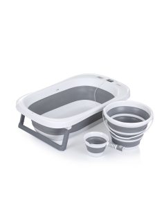   Chipolino Bali összecsukható kád vízhőmérővel, vödörrel és öblítőpohárral 83 cm - Grey