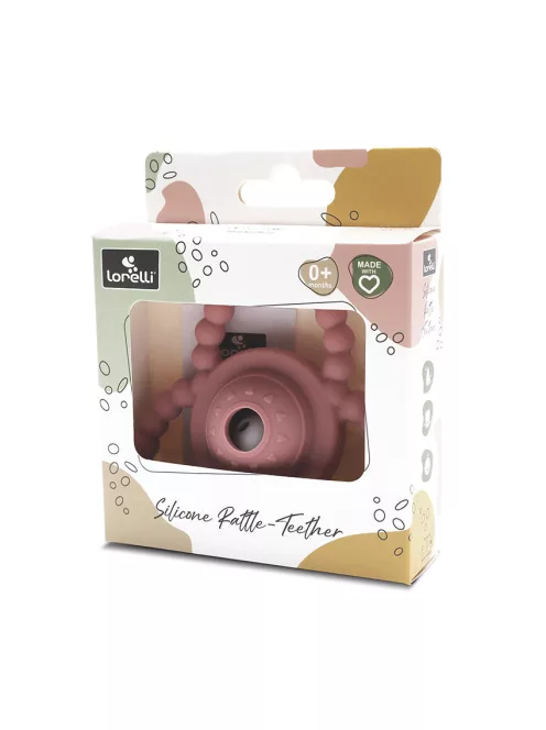 Lorelli Természetes szilikon csörgő-rágóka - Deep Pink