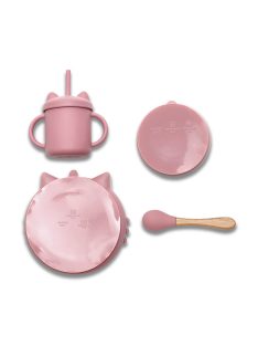   Lorelli Természetes szilikon 4 db-os étkészlet - Deep Pink