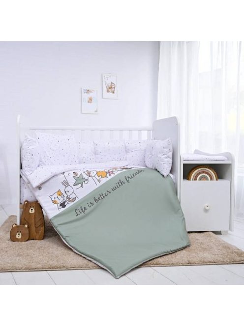 Lorelli ágynemű garnitúra Trend kombi ágyhoz, Happy Friends, Mint