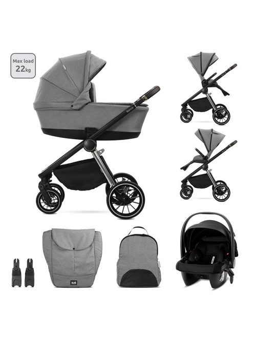 Lorelli Bianca 3az1-ben újszülött babakocsi Lorelli Aria Luxe hordozóval - Grey (2 doboz)