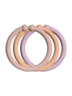 BIBS Karikák, (Púderrózsaszín - hamvas lila - barack)
