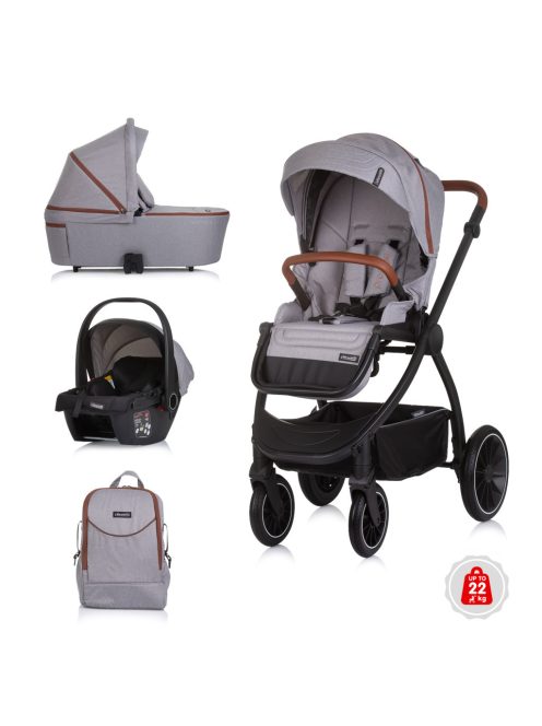 Chipolino Prestige 3az1-ben multifunkciós babakocsi - Cloud grey