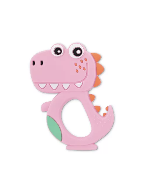Baby Care szilikon rágóka - Dino Lucky Pink