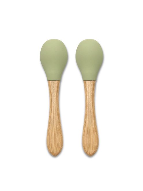 Lorelli Szilikon kanalak bambusz nyéllel, 2 db - fresh green