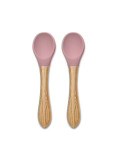 Lorelli Szilikon kanalak bambusz nyéllel, 2db - deep pink