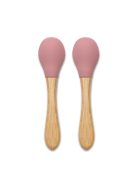 Lorelli Szilikon kanalak bambusz nyéllel, 2db - deep pink