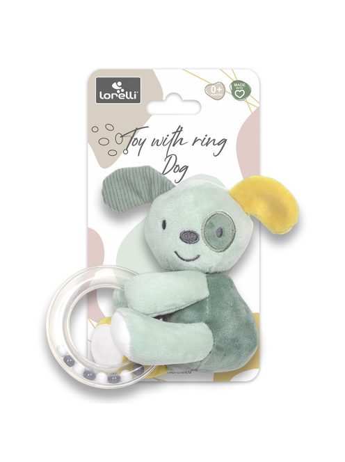 Lorelli Toys Plüss gyűrűs játék - Zöld Kutya