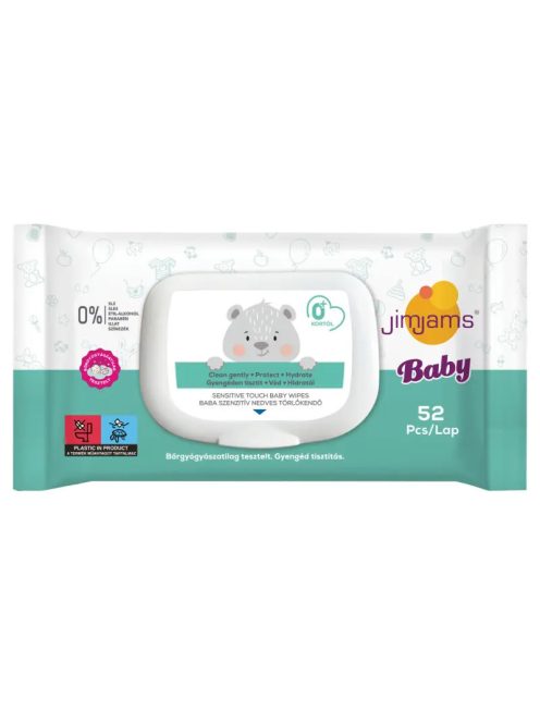JimJams Baby nedves popsitörlőkendő, illatmentes, 52 db