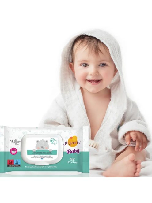 JimJams Baby nedves popsitörlőkendő, illatmentes, 52 db