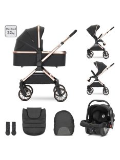   Lorelli Reya 3az1-ben multifunkciós babakocsi átfordítható tolókarral + Joy autóshordozó - Black Jasper