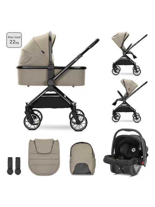 Lorelli Reya 3az1-ben multifunkciós babakocsi átfordítható tolókarral + Joy autóshordozó - Brown