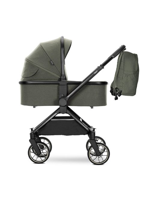 Lorelli Reya 3az1-ben multifunkciós babakocsi átfordítható tolókarral + Joy autóshordozó - Green